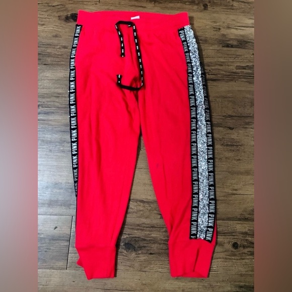 PINK VS RED BLING HOODIE / JOGGERS OUTFIT SET L - Picture 9 of 13